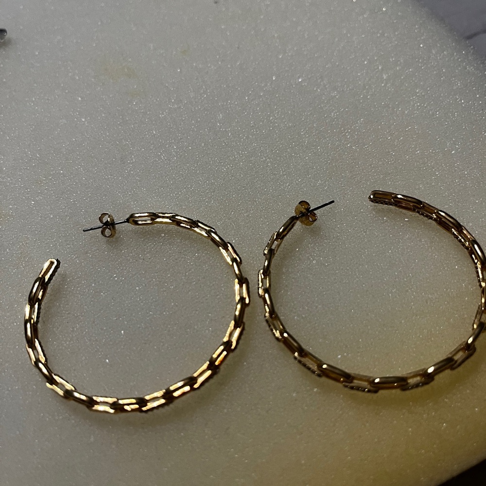 Pave link hoops earrings - Picture 2 of 7
